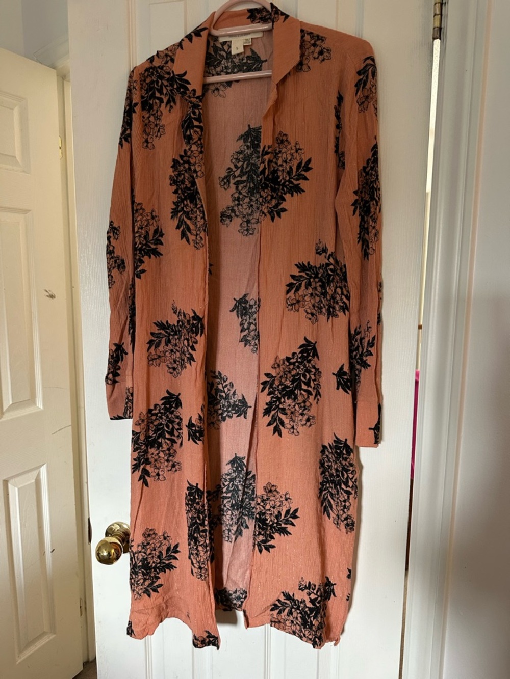 Rust Floral Longline Duster